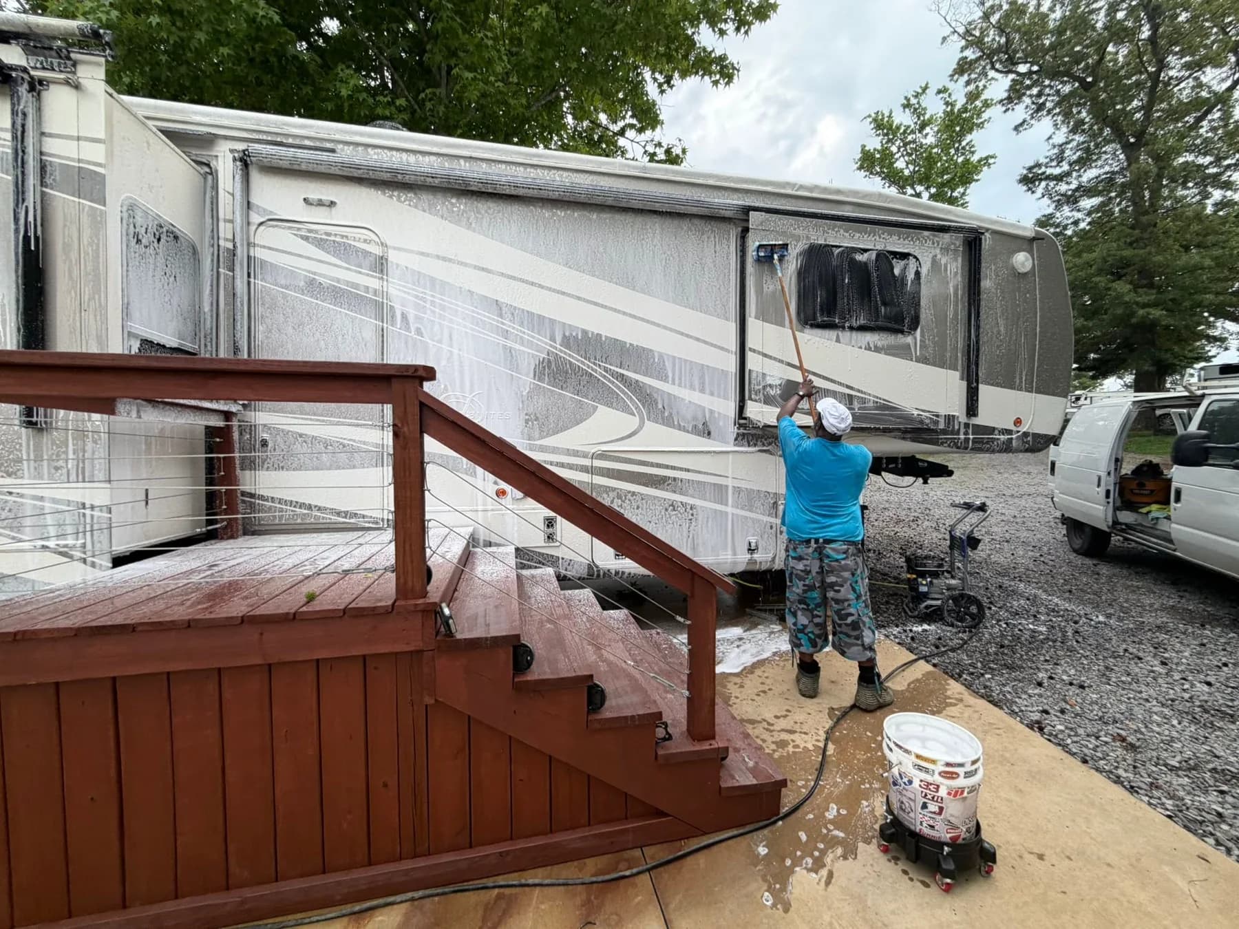 RV being washed on location
