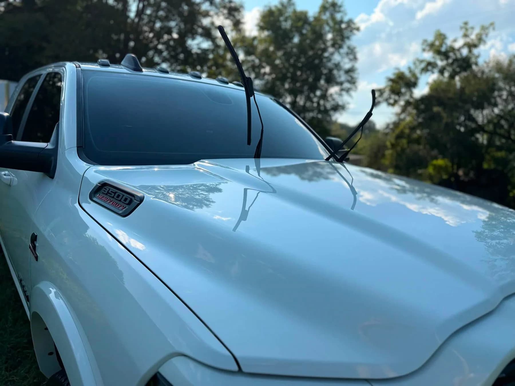 Bright white truck with a finished exterior