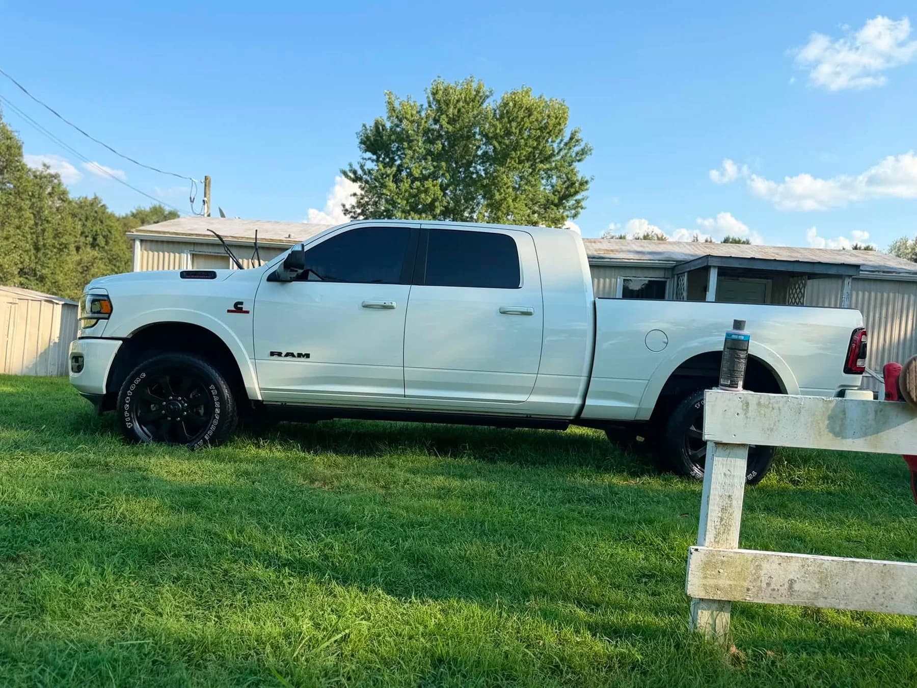 White pickup truck with a finished exterior