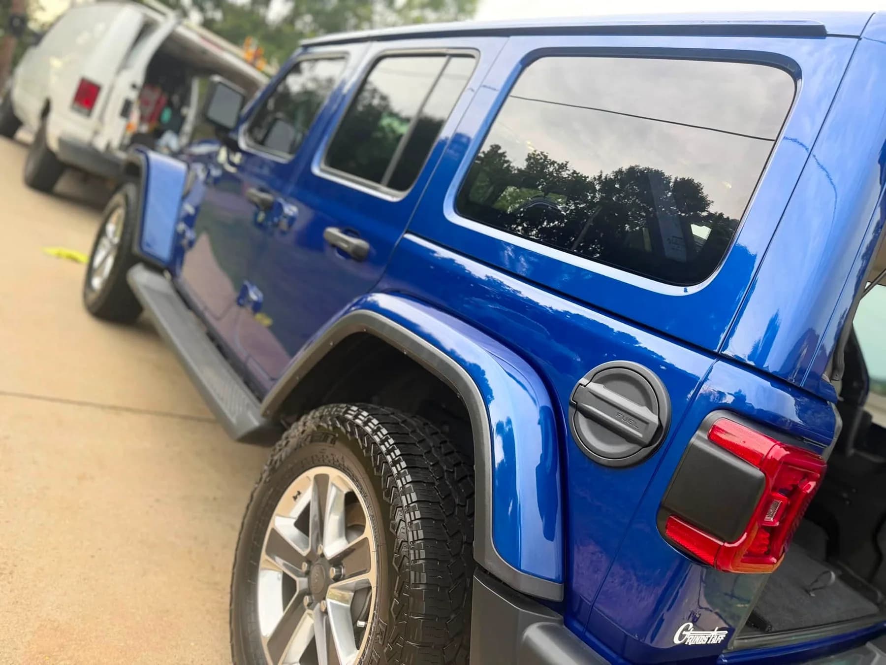 Blue Jeep with a detailed finish