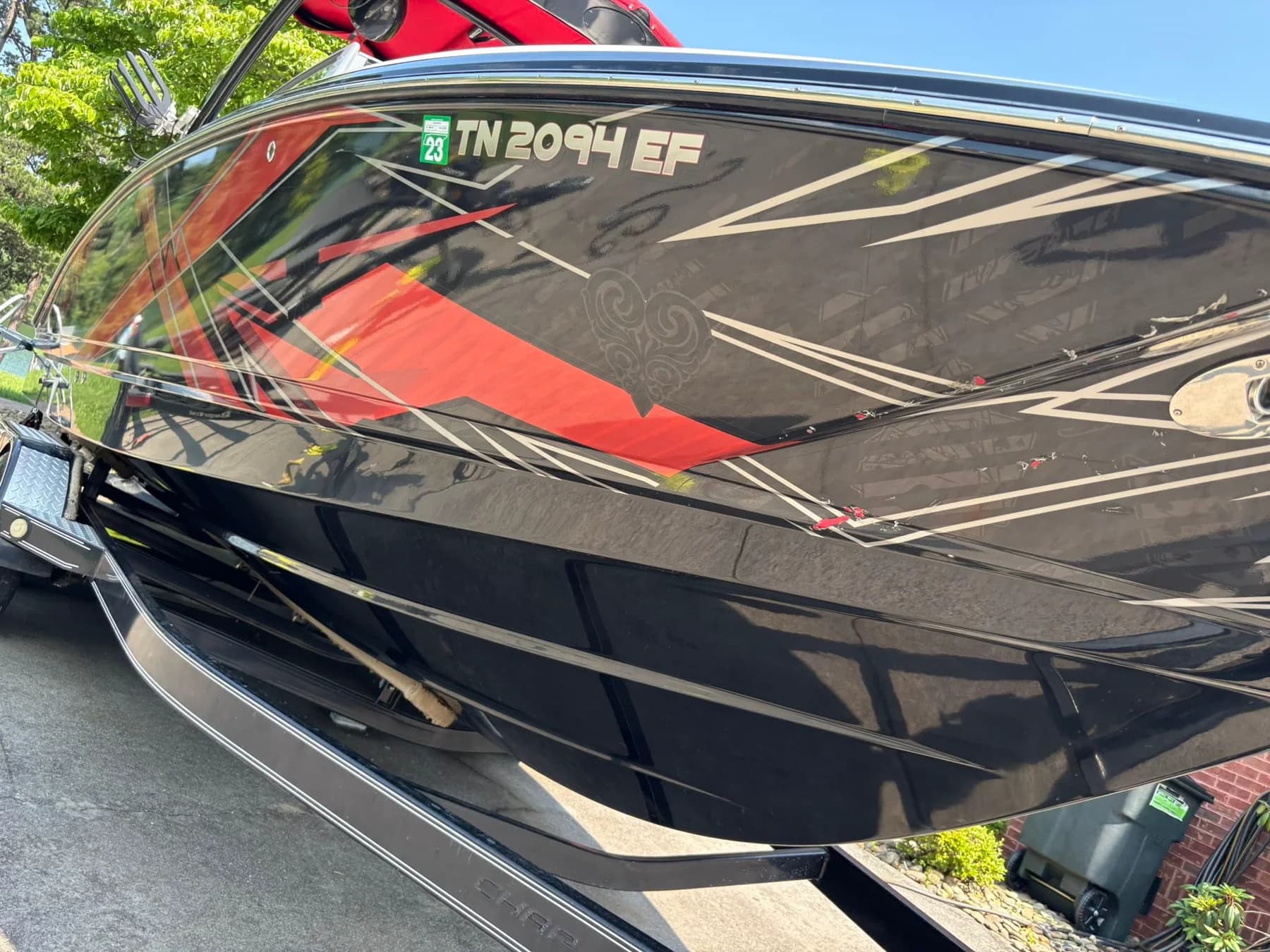 Detailed boat on a trailer